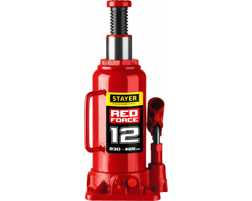 STAYER RED FORCE 12т 230-465мм домкрат бутылочный гидравлический