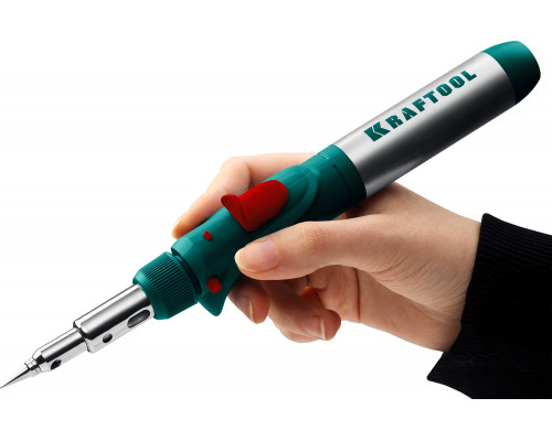 Газовый паяльник KRAFTOOL SolderPro 120K, набор 10-в-1, 30-120 Вт, горелка, фен, пьезоподжиг, 1300°С