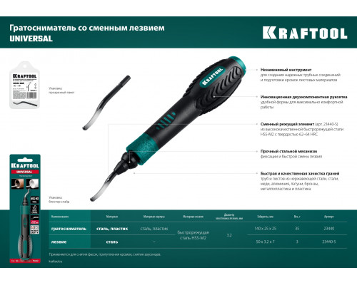 Гратосниматель для зачистки граней труб и листов KRAFTOOL Universal