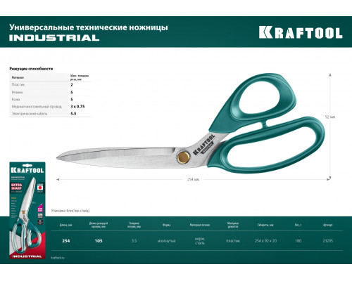 Универсальные технические ножницы KRAFTOOL INDUSTRIAL 254 мм