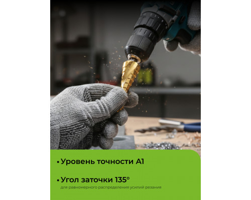URAGAN 4-20мм, 9 ступеней, винтовая спираль, сверло ступенчатое(29658-4-20-9)