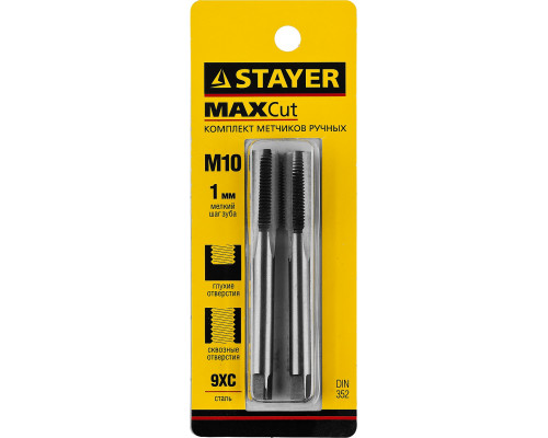 STAYER M10х1, комплект метчиков, 2 шт