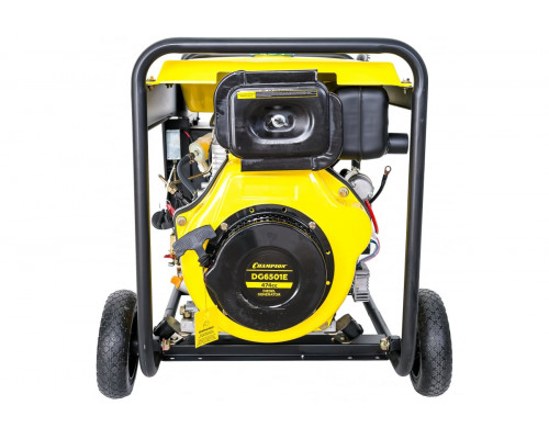Генератор диз. CHAMPION  DG6501E (5/5,5кВт 8,9лс 12,5л 99кг 1,7л/ч 12V эл.старт колеса счетчик)