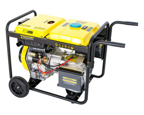 Генератор диз. CHAMPION  DG6501E (5/5,5кВт 8,9лс 12,5л 99кг 1,7л/ч 12V эл.старт колеса счетчик)
