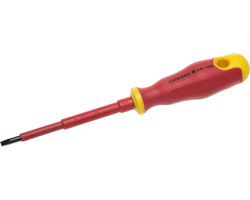 Отвертка STAYER ″PROFI″ ″ELECTRO″ диэлектрическая до 1000В, двухкомп рукоятка, SL 4,0 х 100мм