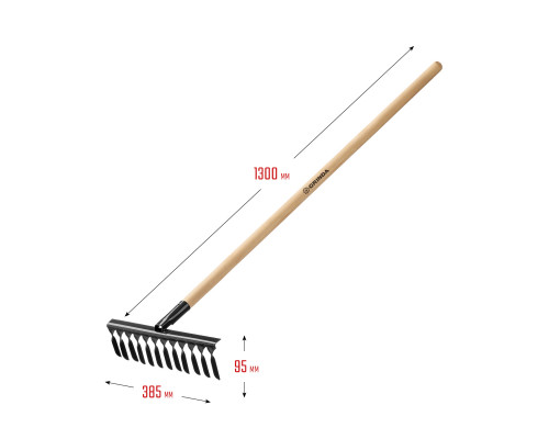 Садовые грабли GRINDA GS-12 WOOD 385 х 95 х 1300 мм 12 витых зубцов деревянный черенок