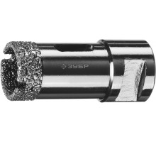 Высокоскоростная алмазная коронка для УШМ (М14) d 25мм по керамограниту и железобетону, Вакуумное Спекание, ЗУБР Профессионал