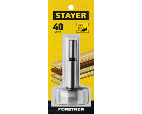 STAYER Forstner 40мм, сверло форстнера по дереву, ДСП