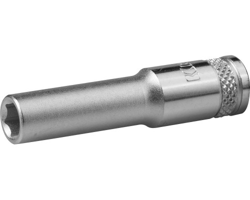 Торцовая головка KRAFTOOL ″INDUSTRIE QUALITAT″, удлиненная, Cr-V, FLANK, хромосатинированная, 1/4″, 6 мм