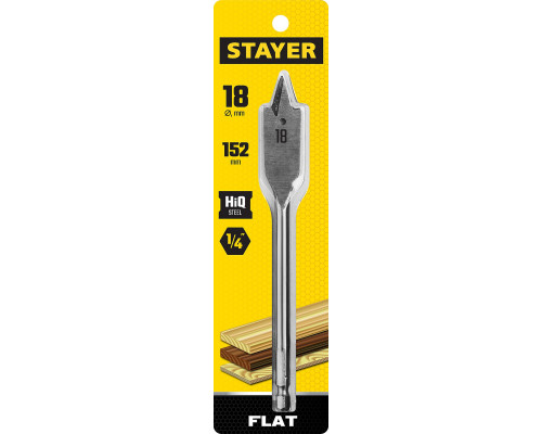STAYER FLAT 18x152мм, сверло по дереву перовое