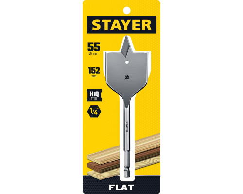 STAYER FLAT 55x152мм, сверло по дереву перовое