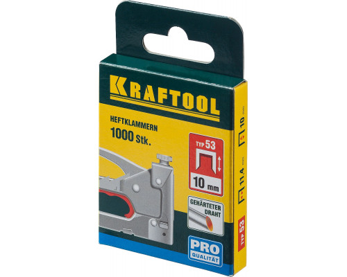 KRAFTOOL 10 мм скобы для степлера узкие тип 53, 1000 шт