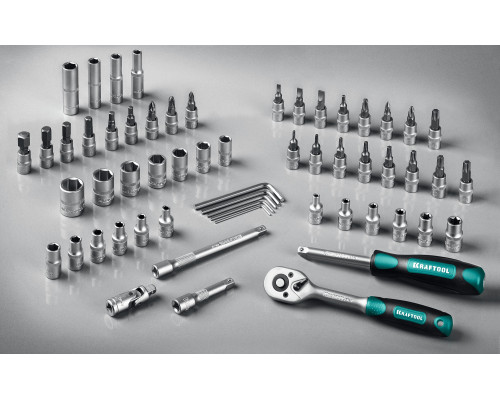 KRAFTOOL X-Drive, 57 предм., (1/4″), универсальный набор инструмента (27885-H57)