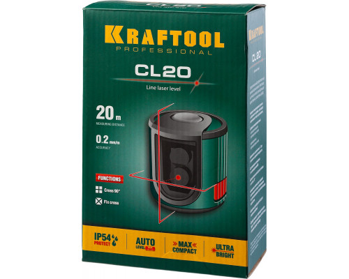 KRAFTOOL CL 20 нивелир лазерный , 20м, IP54, точн. +/-0,2 мм/м