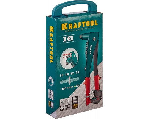 KRAFTOOL X-3 заклепочник в кейсе, литой корпус