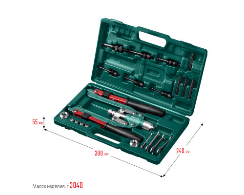 KRAFTOOL Combo3-M12 комбинированный заклепочник складной в кейсе