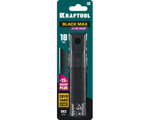 KRAFTOOL BLACK MAX 18 мм лезвия сегментированные, 8 сегментов, 10 шт
