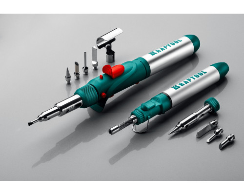 Газовый паяльник KRAFTOOL SolderPro 70A, набор 3-в-1, 30-70 Вт, горелка, фен, 1300°С