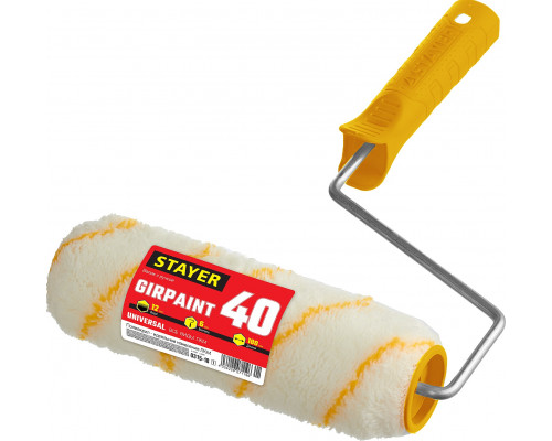 Валик малярный GIRPAINT 40, 180 мм, d=40 мм, ворс 12 мм, ручка d=6 мм, STAYER