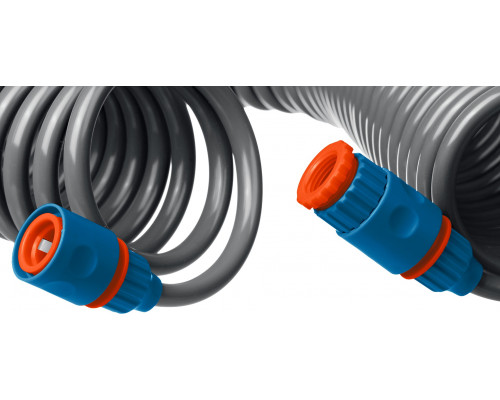 GRINDA PROLine набор поливочный: шланг спиральный 3/8″x15м, пистолет-распылитель, адаптеры