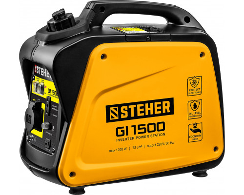 GI-1500 генератор инверторный, 1200 Вт, STEHER