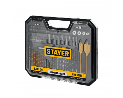 STAYER Unix-63, универсальный комбинированный набор, 63 предмета (29720-H63)