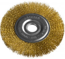 STAYER ″PROFESSIONAL″. Щетка дисковая для УШМ, витая стальная латунированная проволока 0,3мм, 150ммх22мм