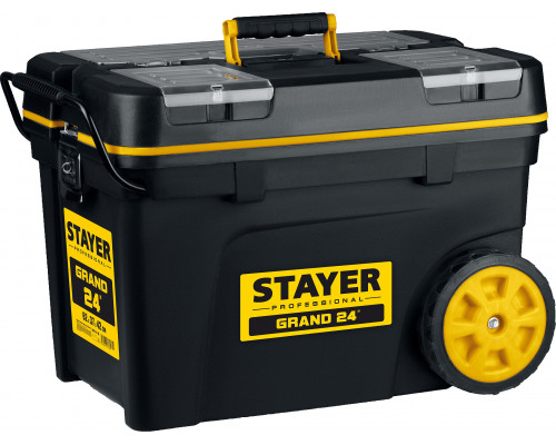 STAYER BIGPRO, 620 х 370 х 420 мм, (24.5″), пластиковый ящик-тележка для инструментов, Professional (38107-24)
