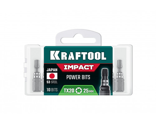 KRAFTOOL Impact TX 20, 25 мм, 10 шт, ударные биты (26195-20-25-S10)