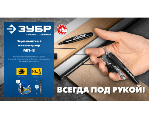 ЗУБР МП-8 1-3 мм, 80 шт, заостренный, черный, перманентный мини-маркер, ПРОФЕССИОНАЛ (06331-2)