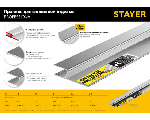 Правило штукатурное, 1.5 м, STAYER Professional