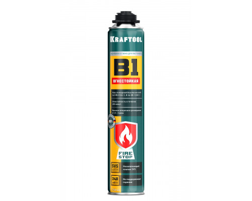 FIRE STOP B1 огнестойкая пена монтажная, пистолетная, 750мл, SVS, KRAFTOOL