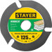 STAYER WOODCUT 125х22,2мм, 3 резца, диск пильный по дереву для УШМ
