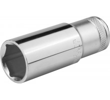Торцовая головка KRAFTOOL ″INDUSTRIE QUALITAT″, удлиненная, Cr-V, FLANK, хромосатинированная, 1/2″, 22 мм