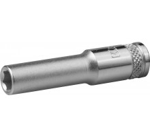 Торцовая головка KRAFTOOL ″INDUSTRIE QUALITAT″, удлиненная, Cr-V, FLANK, хромосатинированная, 1/4″, 7 мм