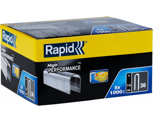 RAPID 14 мм плоские скобы, супертвердые, профессиональные тип 36, 5000 шт