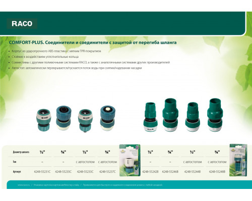 RACO Comfort-Plus 3/4″, с защитой от перегиба шланга, из ABS-пластика с TPR, Быстросъёмный соединитель (4248-55246B)