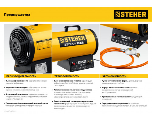 Газовая тепловая пушка STEHER, 17 кВт