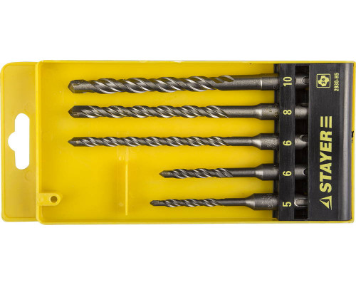 STAYER Набор буров SDS-plus 5 шт: 5 x 110, 6 x 110, 6 x 160, 8 x 160, 10 x 160 мм, Professional