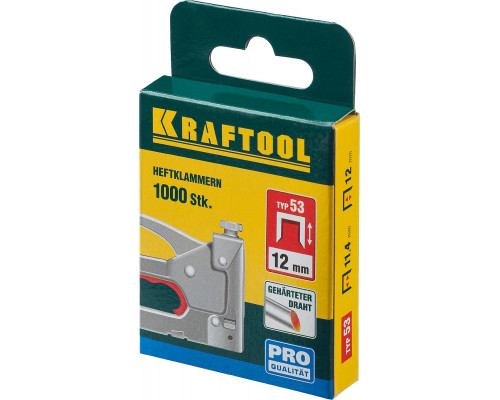 KRAFTOOL 12 мм скобы для степлера узкие тип 53, 1000 шт