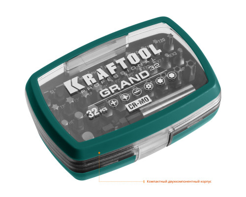 Набор бит GRAND-32, 32 предмета, Cr-Mo, KRAFTOOL 26083-H32