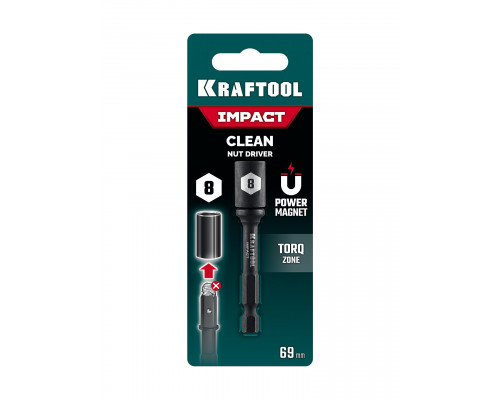 KRAFTOOL CLEAN “Nut driver”, 8 мм, бита с торцовой головкой (26371-08)