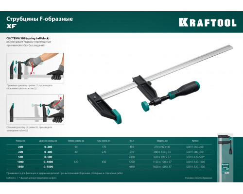 XF-200/50 струбцина тип F 200/50 мм, KRAFTOOL
