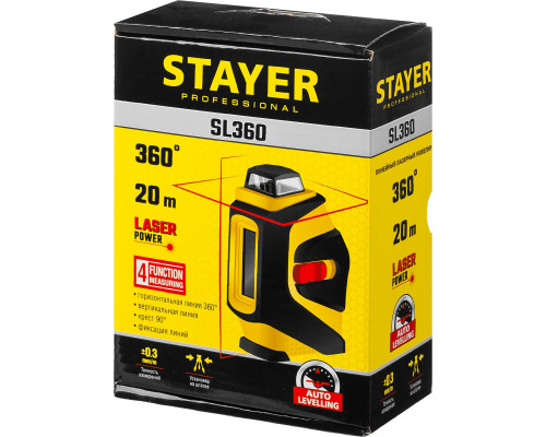 STAYER SL360 нивелир лазерный, крест + 360°