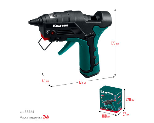 KRAFTOOL GG-200, 11 мм 200°C, термоклеящий газовый пистолет (55524)