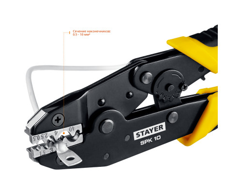 SPK-10 пресс-клещи для медных наконечников и гильз 0.5 - 10 мм.кв, STAYER Professional