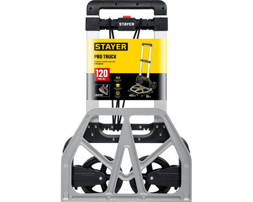 STAYER PROTruck складная хозяйственная тележка, до 120кг, из алюминиевого сплава, платформа 48,5х35см, колёса d16см, вес 5кг