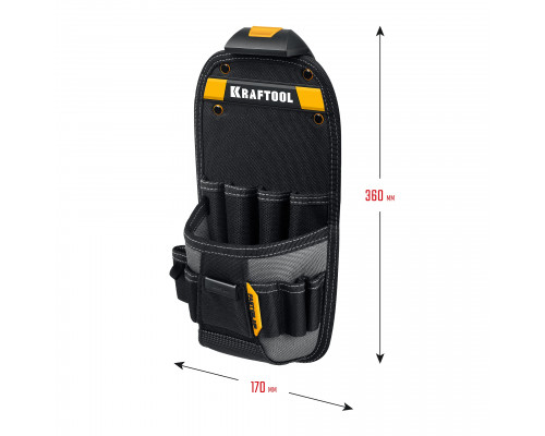 KRAFTOOL KP-11 с быстросъёмным креплением FastClip, 11 карманов и петель, 170 х 360 мм, поясная сумка (38777)