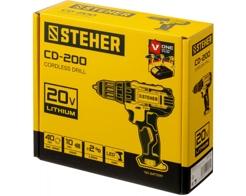 STEHER 20В, без АКБ, в коробке, дрель-шуруповерт. CD-200