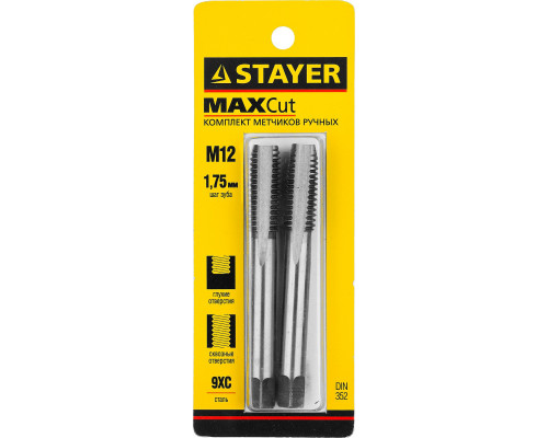 STAYER M12х1.75, комплект метчиков, 2 шт